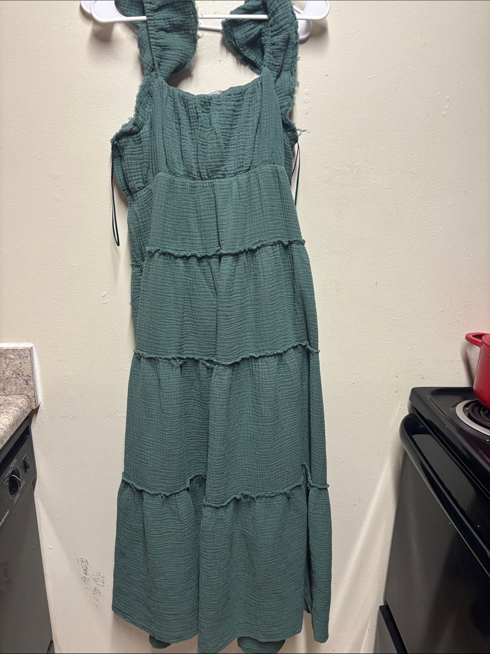 Free The Roses Ruffle Guaze Maxi Dress large - Picture 4 of 6